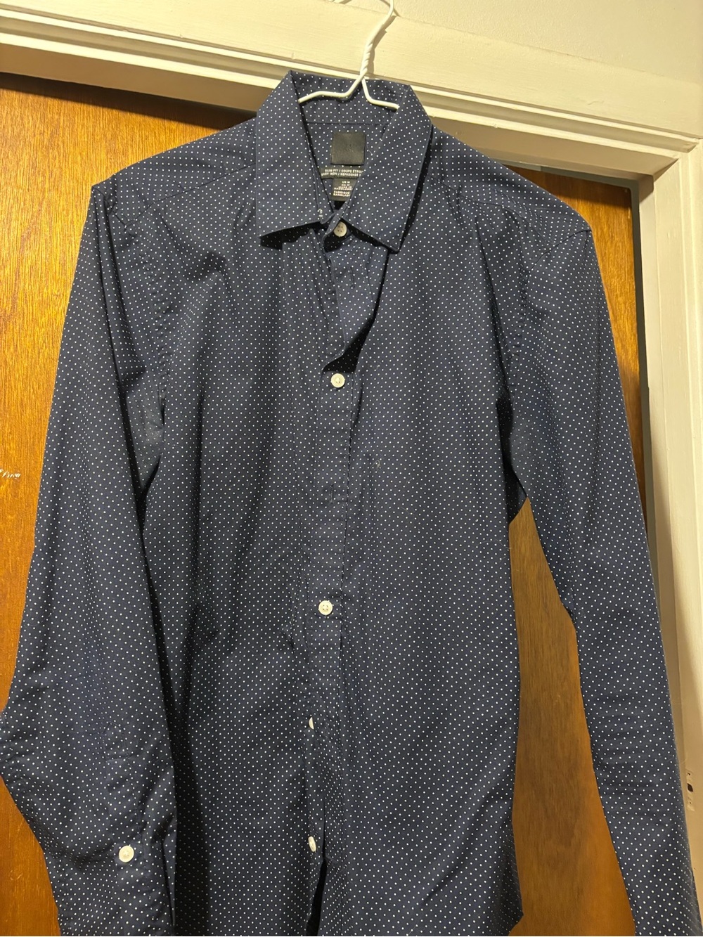 H&M Navy Shirt with White Microdots